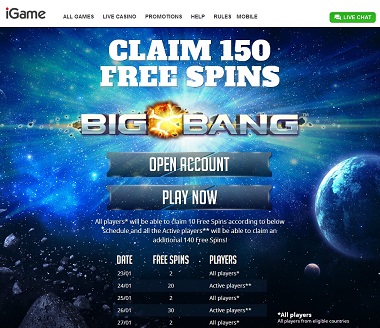 Big Bang Free Spins Promo
