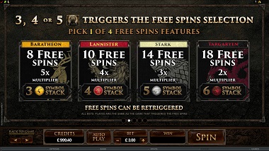 Game of Thrones Free Spins