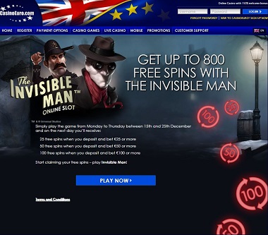CasinoEuro Invisible Man Promo