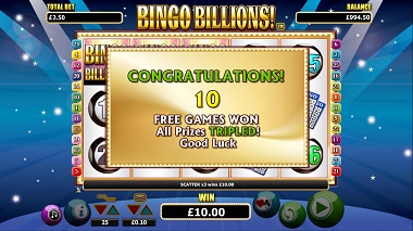 Bingo Billions Free Spins Bonus