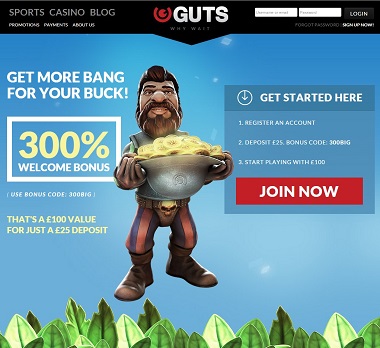 300 bonus Guts Casino