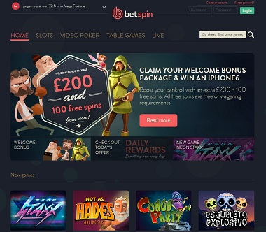 Betspin Casino Lobby