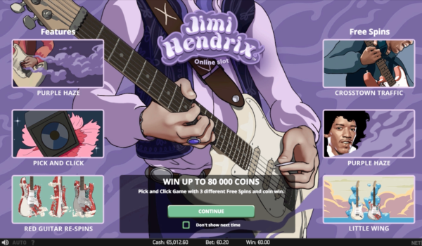 Free Spins on Jimi Hendrix with Guts Casino