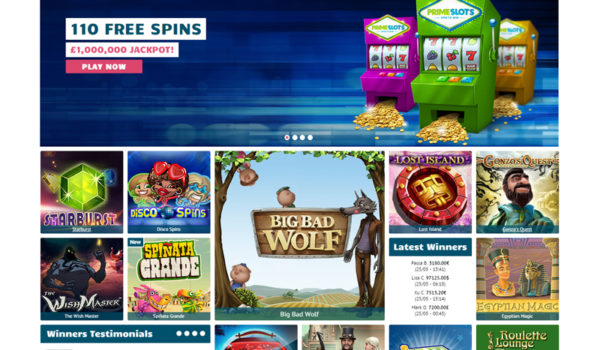 110 Free Spins At Prime Slots